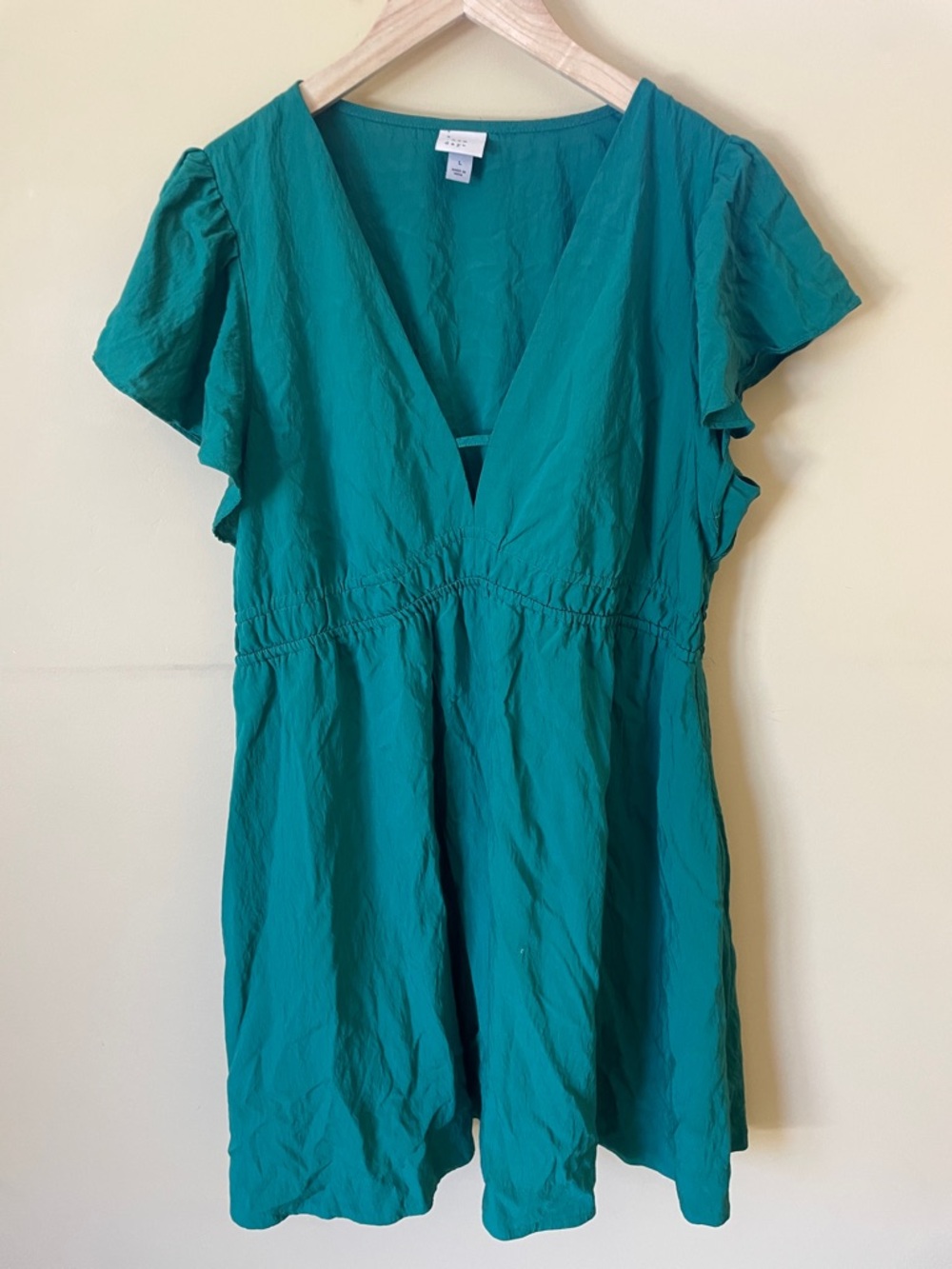 a new day Teal V-Neck Flutter Sleeve Dress